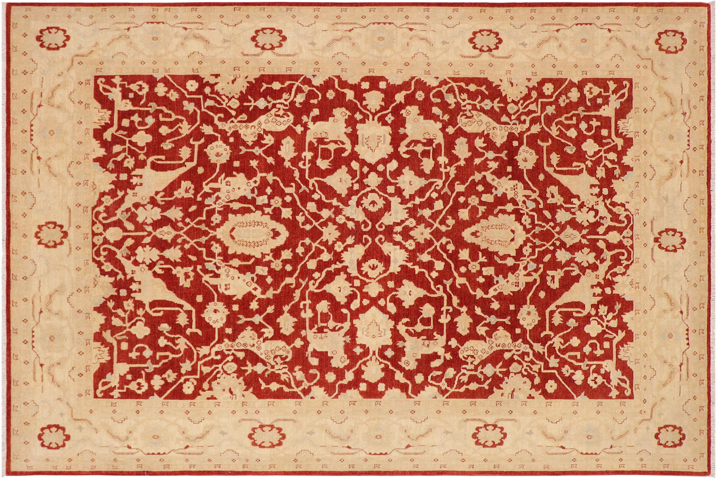handmade Traditional Kafkaz Rust Beige Hand Knotted RECTANGLE 100% WOOL area rug 9x12