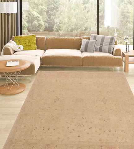 handmade Traditional Kafkaz Beige Tan Hand Knotted RECTANGLE 100% WOOL area rug 9x12