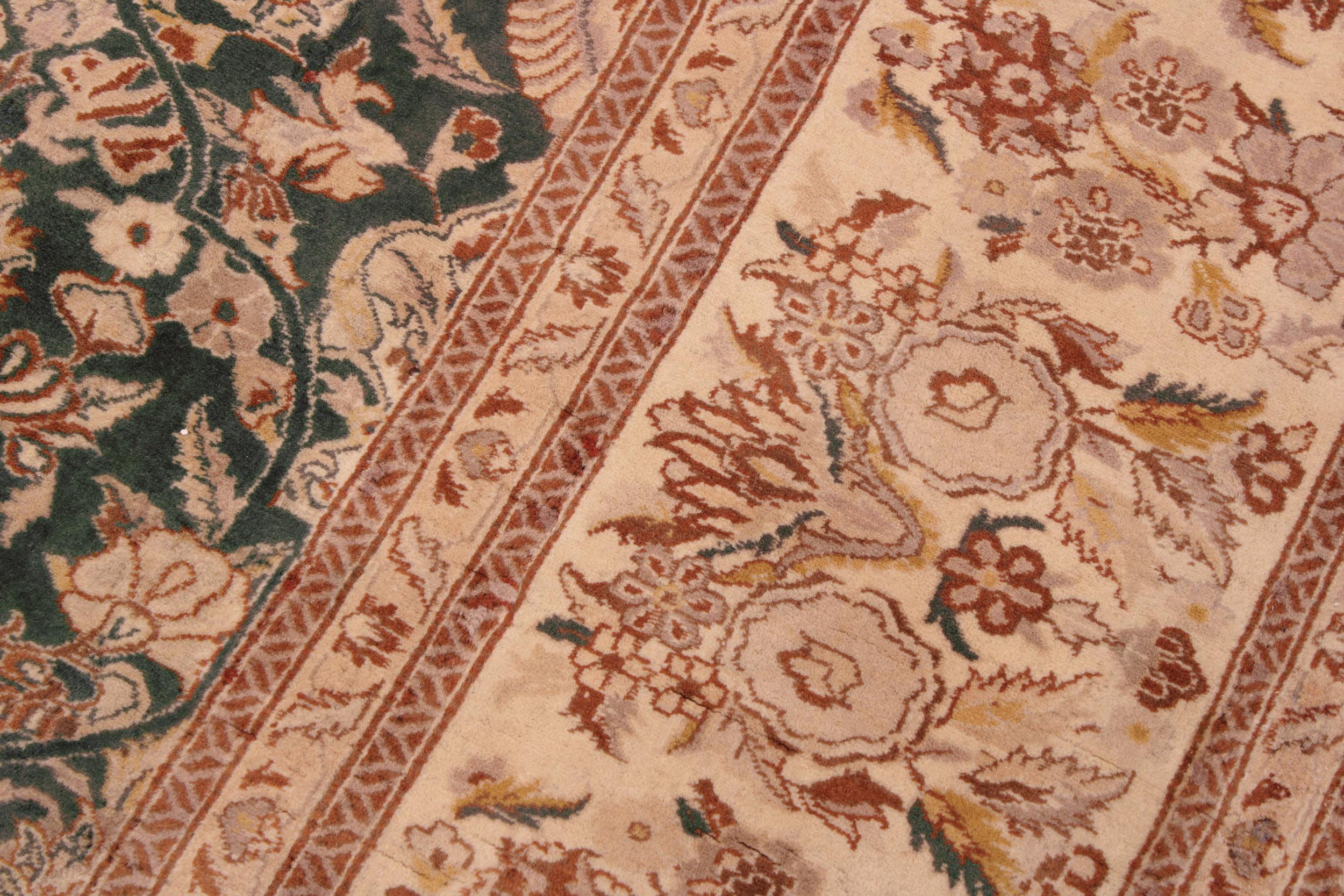 handmade Transitional Lahore Green Tan Hand Knotted RECTANGLE 100% WOOL area rug 9 x 12