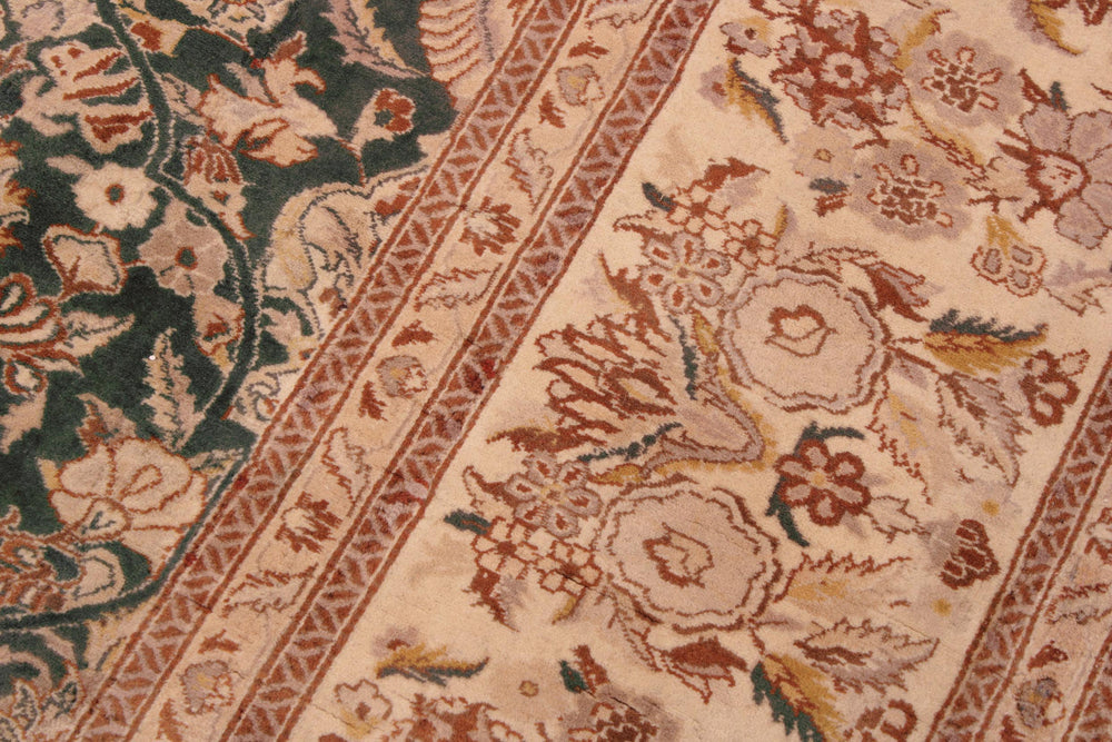handmade Transitional Lahore Green Tan Hand Knotted RECTANGLE 100% WOOL area rug 9x12