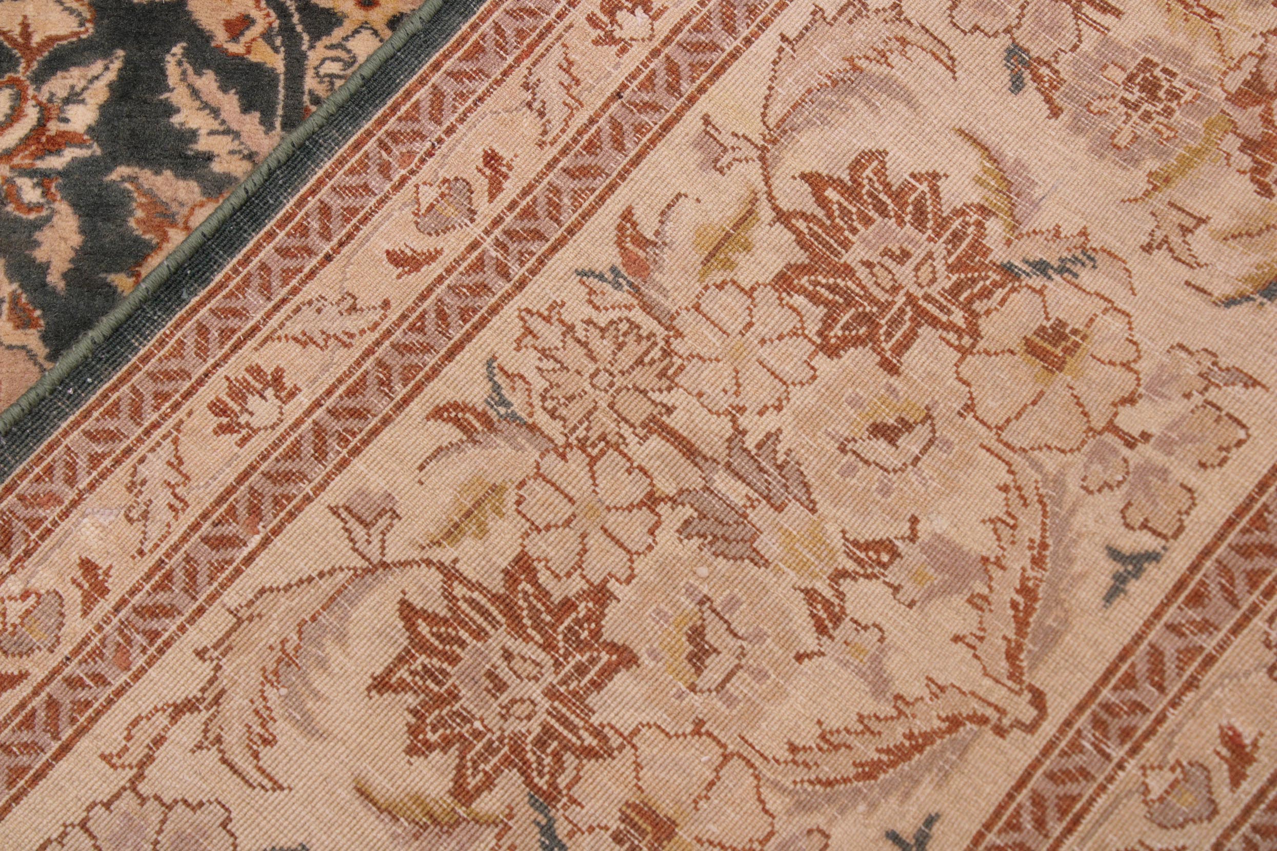 handmade Transitional Lahore Green Tan Hand Knotted RECTANGLE 100% WOOL area rug 9x12