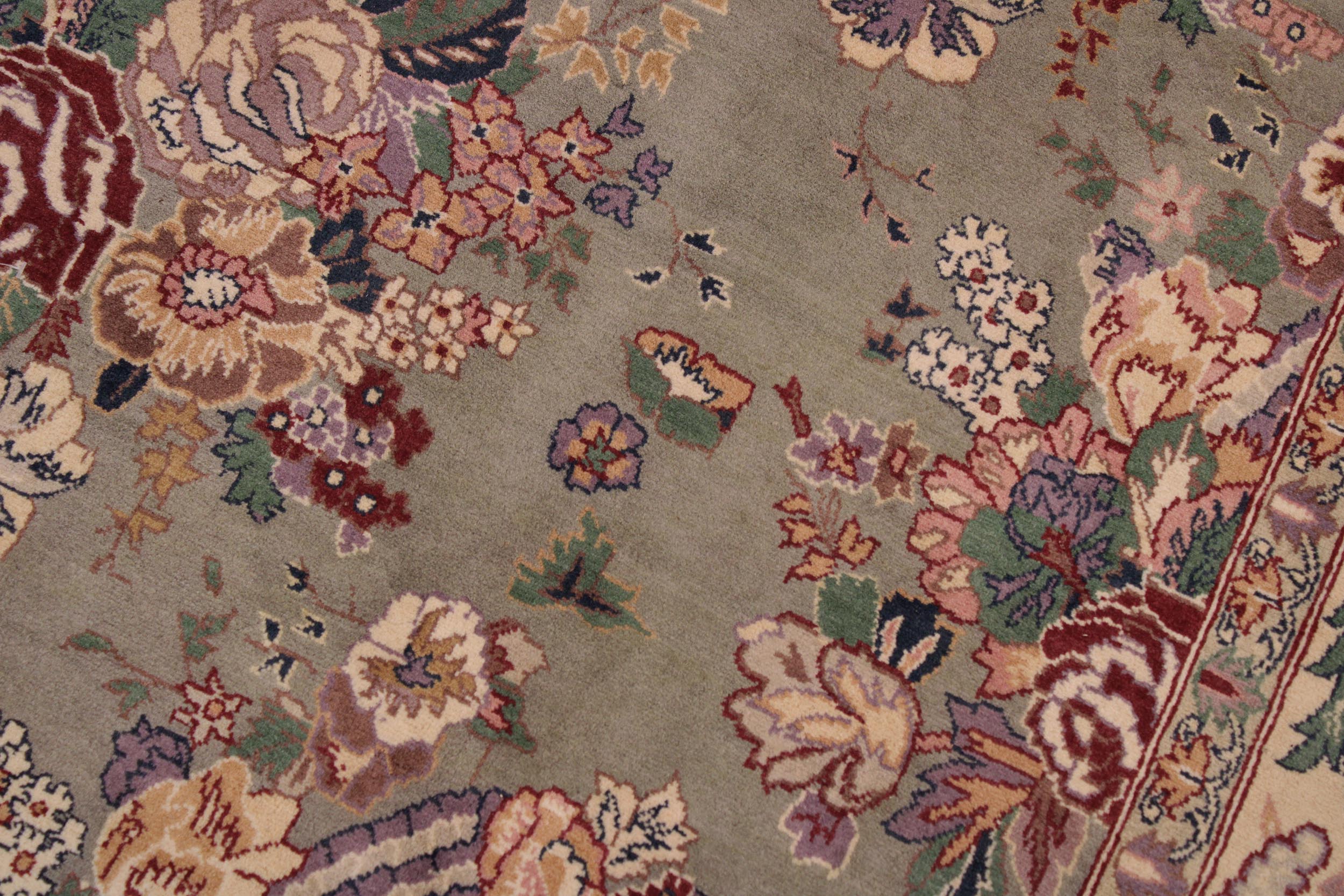 handmade Transitional Regular Lt. Green Tan Hand Knotted RECTANGLE 100% WOOL area rug 9x12