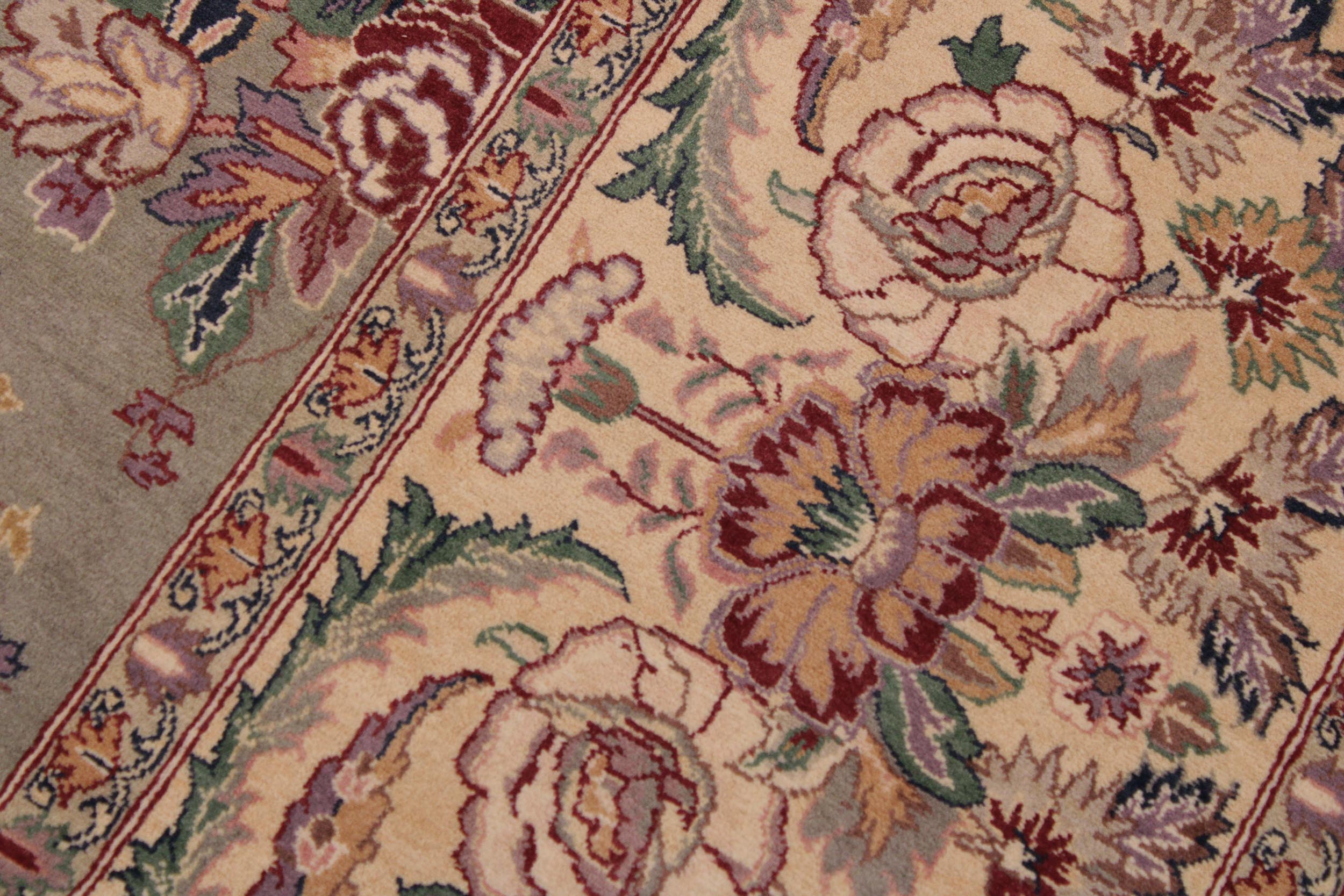 handmade Transitional Regular Lt. Green Tan Hand Knotted RECTANGLE 100% WOOL area rug 9x12