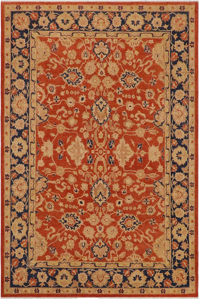 handmade Traditional Kafkaz Rust Blue Hand Knotted RECTANGLE 100% WOOL area rug 9 x 12
