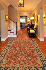 handmade Traditional Kafkaz Rust Blue Hand Knotted RECTANGLE 100% WOOL area rug 9 x 12
