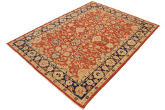 handmade Traditional Kafkaz Rust Blue Hand Knotted RECTANGLE 100% WOOL area rug 9x12
