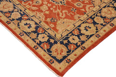 handmade Traditional Kafkaz Rust Blue Hand Knotted RECTANGLE 100% WOOL area rug 9 x 12