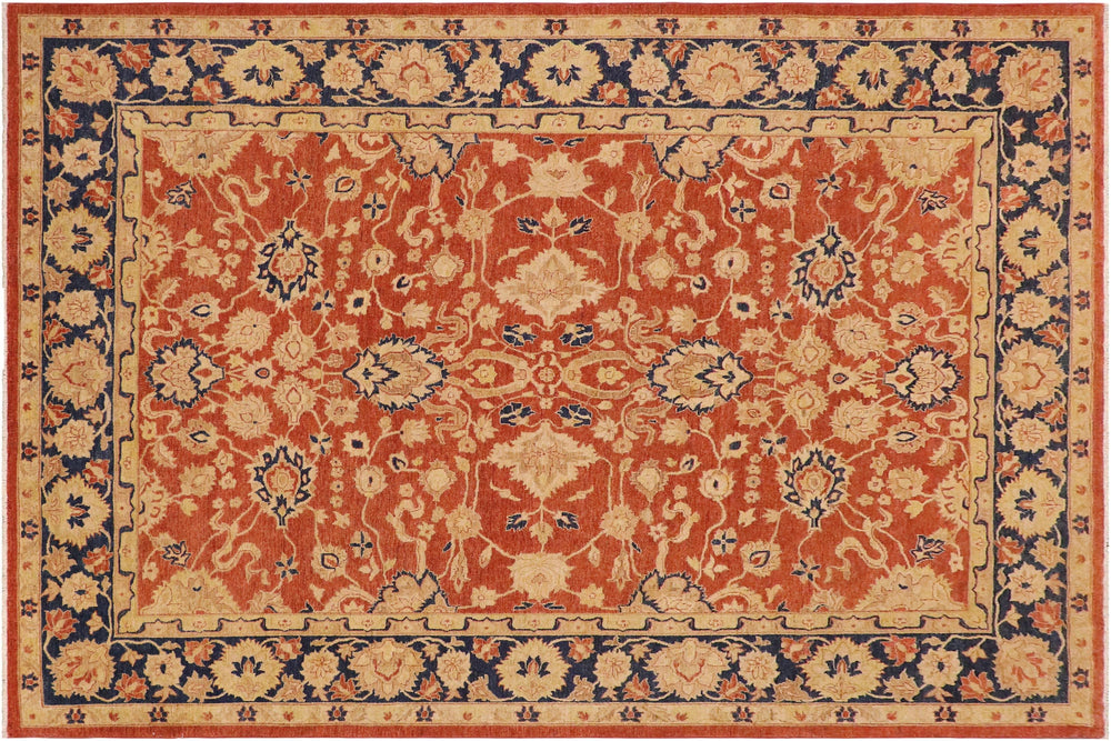 handmade Traditional Kafkaz Rust Blue Hand Knotted RECTANGLE 100% WOOL area rug 9x12