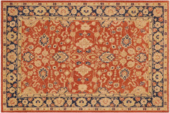 handmade Traditional Kafkaz Rust Blue Hand Knotted RECTANGLE 100% WOOL area rug 9x12