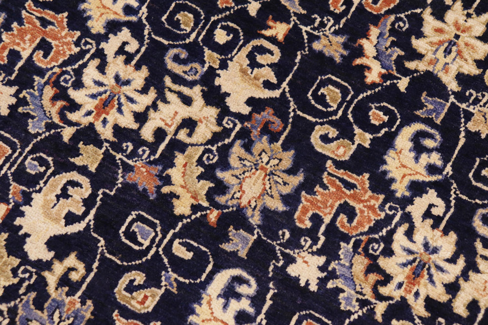 handmade Transitional Kafkaz Blue Beige Hand Knotted RECTANGLE 100% WOOL area rug 9' x 12'
