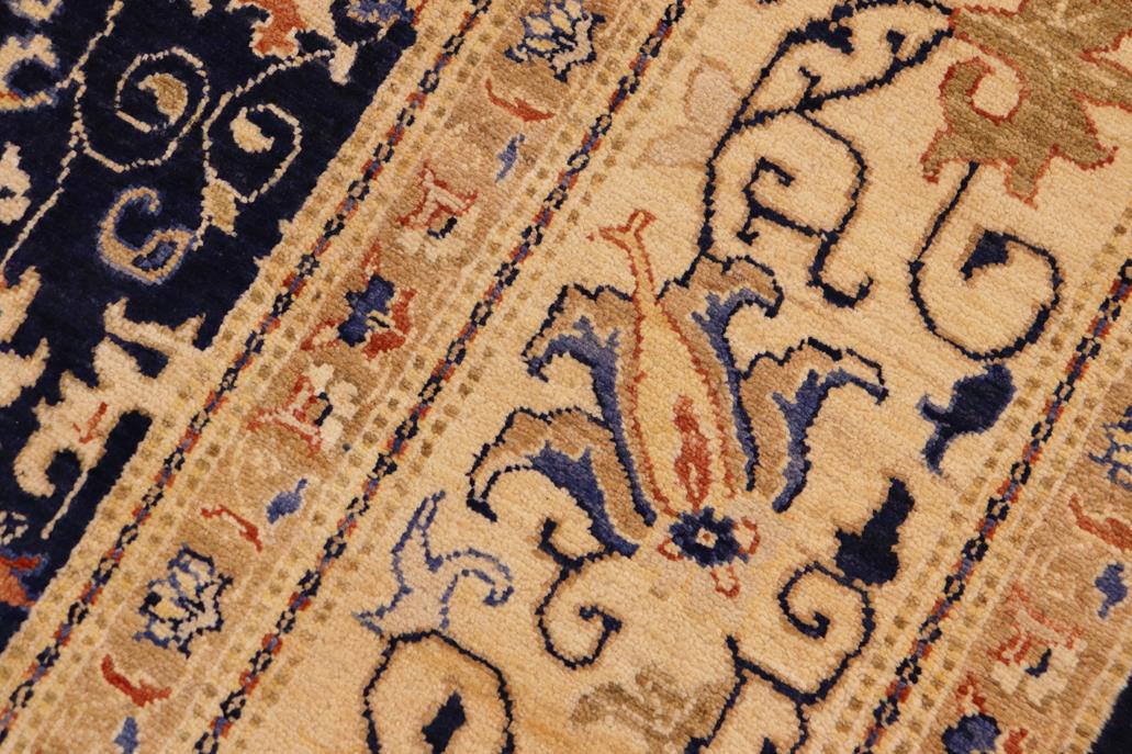 handmade Transitional Kafkaz Blue Beige Hand Knotted RECTANGLE 100% WOOL area rug 9 x 12