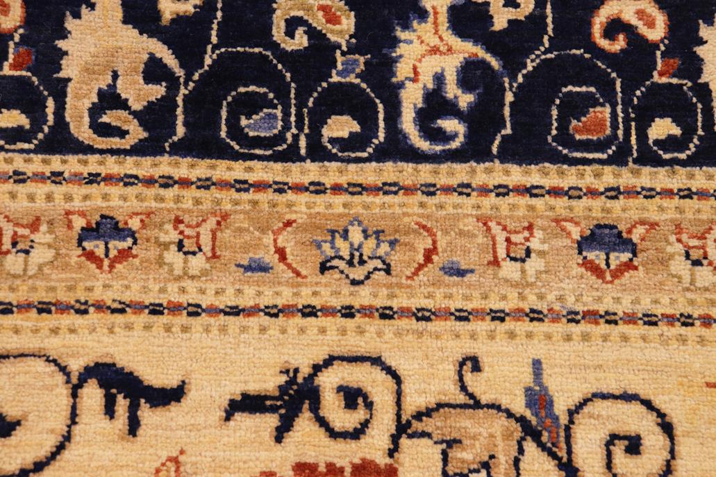 handmade Transitional Kafkaz Blue Beige Hand Knotted RECTANGLE 100% WOOL area rug 9 x 12