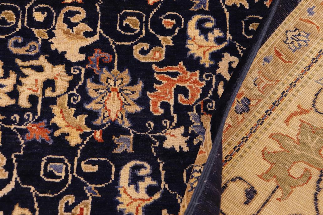 handmade Transitional Kafkaz Blue Beige Hand Knotted RECTANGLE 100% WOOL area rug 9 x 12