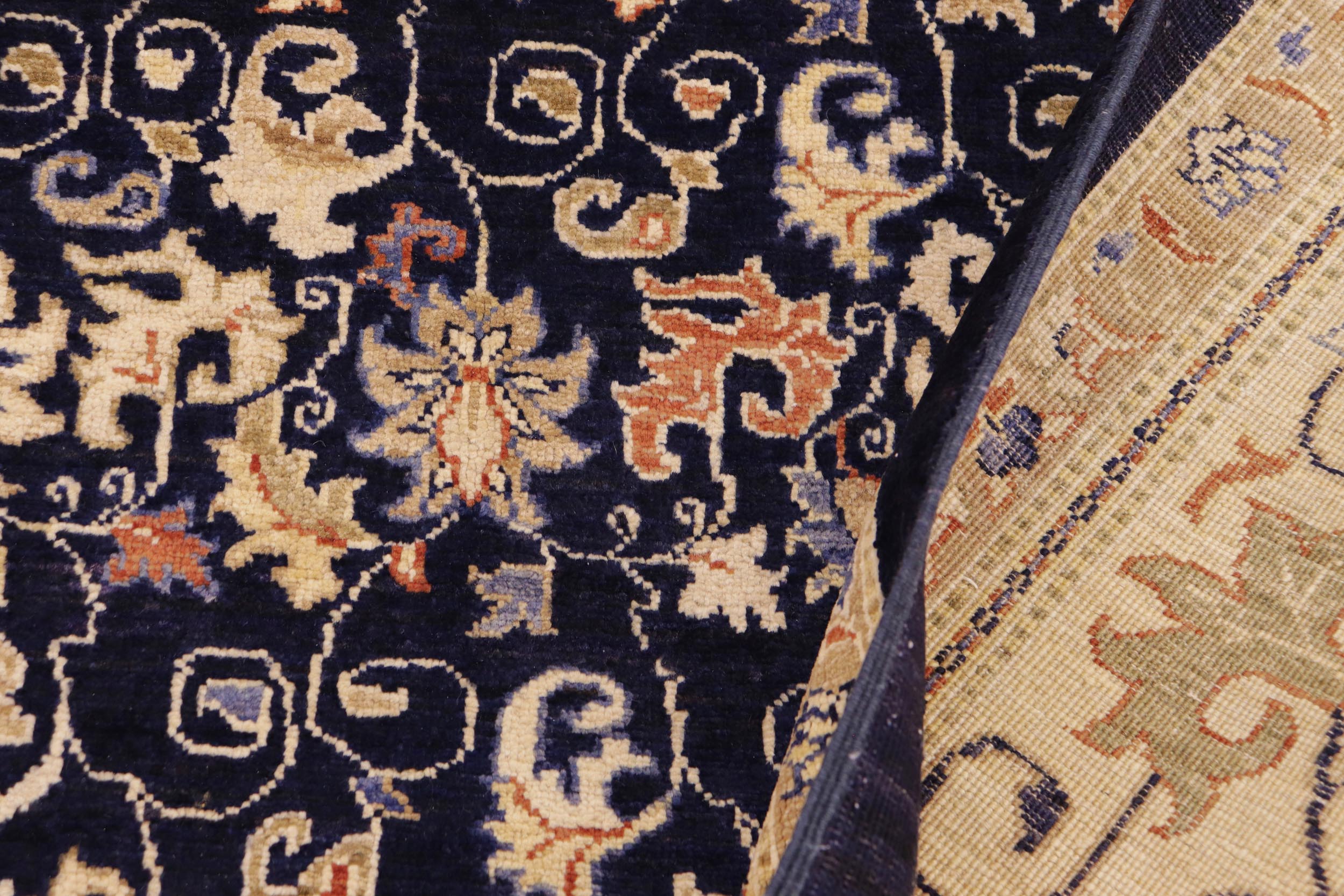 handmade Transitional Kafkaz Blue Beige Hand Knotted RECTANGLE 100% WOOL area rug 9' x 12'