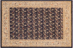 handmade Transitional Kafkaz Blue Beige Hand Knotted RECTANGLE 100% WOOL area rug 9' x 12'