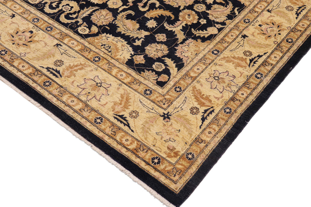 handmade Traditional Kafkaz Blue Tan Hand Knotted RECTANGLE 100% WOOL area rug 9x12