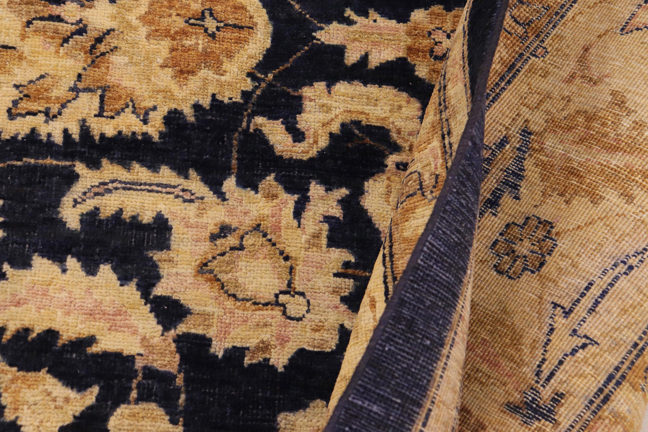 handmade Traditional Kafkaz Blue Tan Hand Knotted RECTANGLE 100% WOOL area rug 9x12