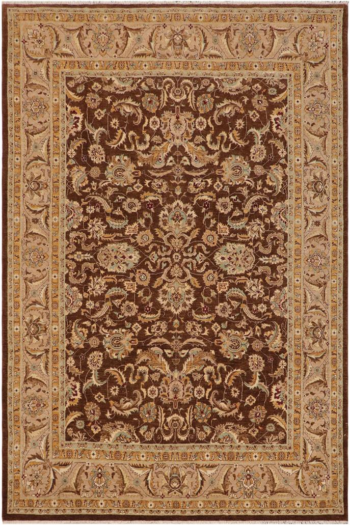 handmade Traditional Kafkaz Brown Tan Hand Knotted RECTANGLE 100% WOOL area rug 9 x 12