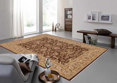 handmade Traditional Kafkaz Brown Tan Hand Knotted RECTANGLE 100% WOOL area rug 9x12