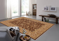 handmade Traditional Kafkaz Brown Tan Hand Knotted RECTANGLE 100% WOOL area rug 9 x 12