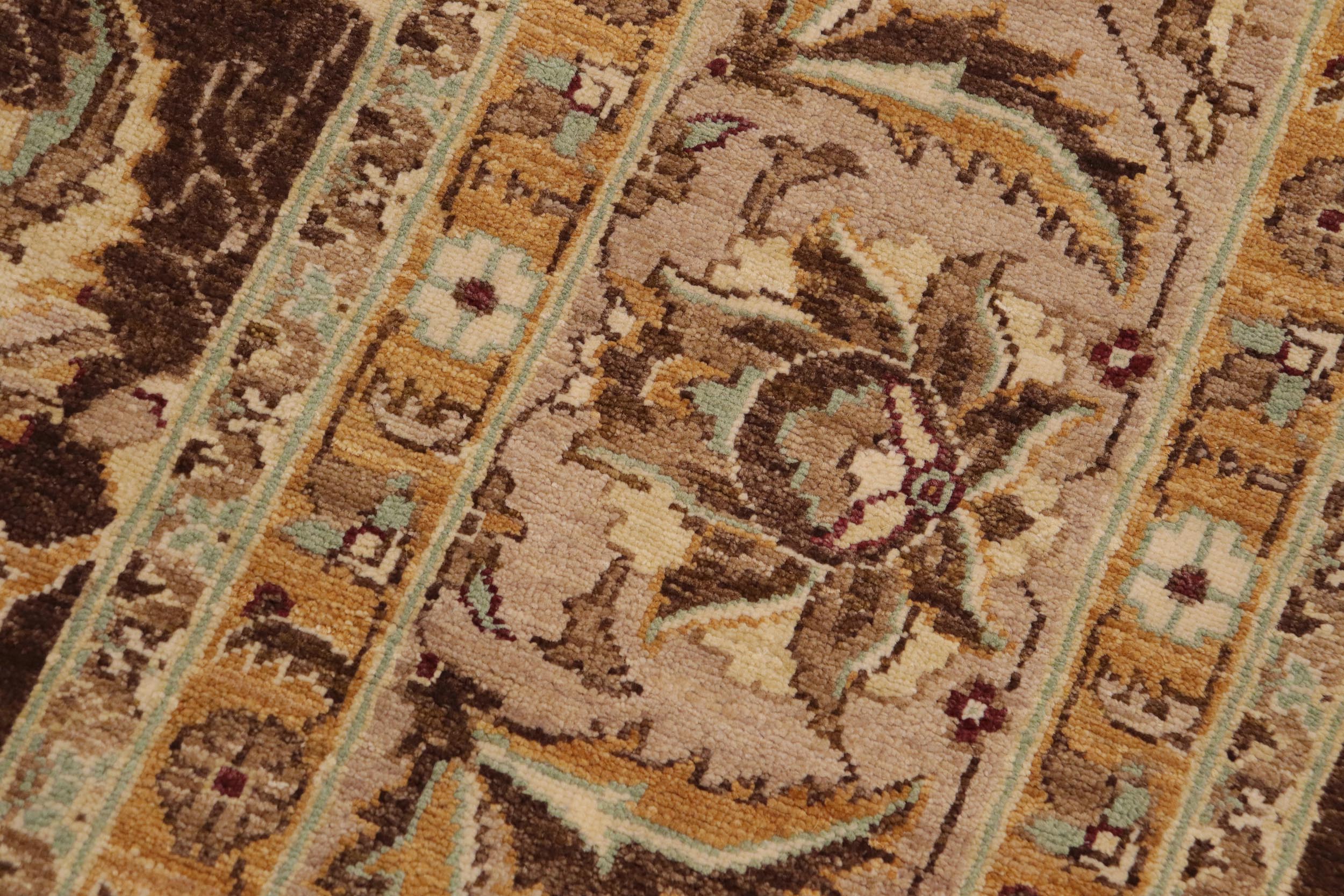 handmade Traditional Kafkaz Brown Tan Hand Knotted RECTANGLE 100% WOOL area rug 9x12