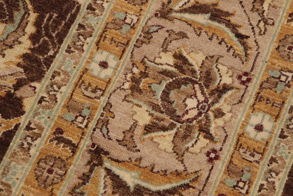 handmade Traditional Kafkaz Brown Tan Hand Knotted RECTANGLE 100% WOOL area rug 9x12