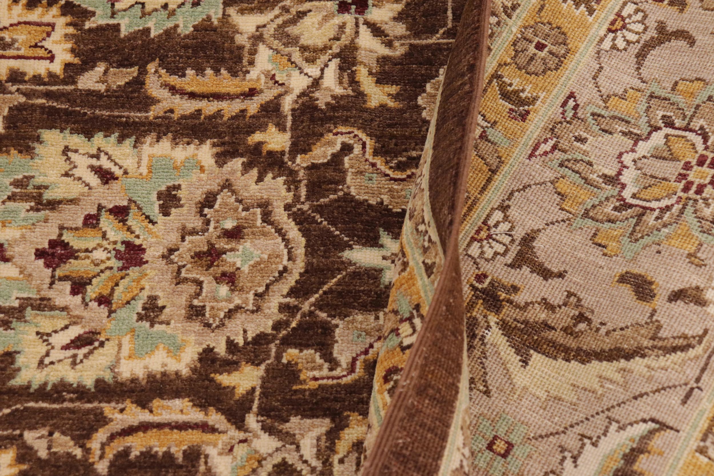 handmade Traditional Kafkaz Brown Tan Hand Knotted RECTANGLE 100% WOOL area rug 9x12