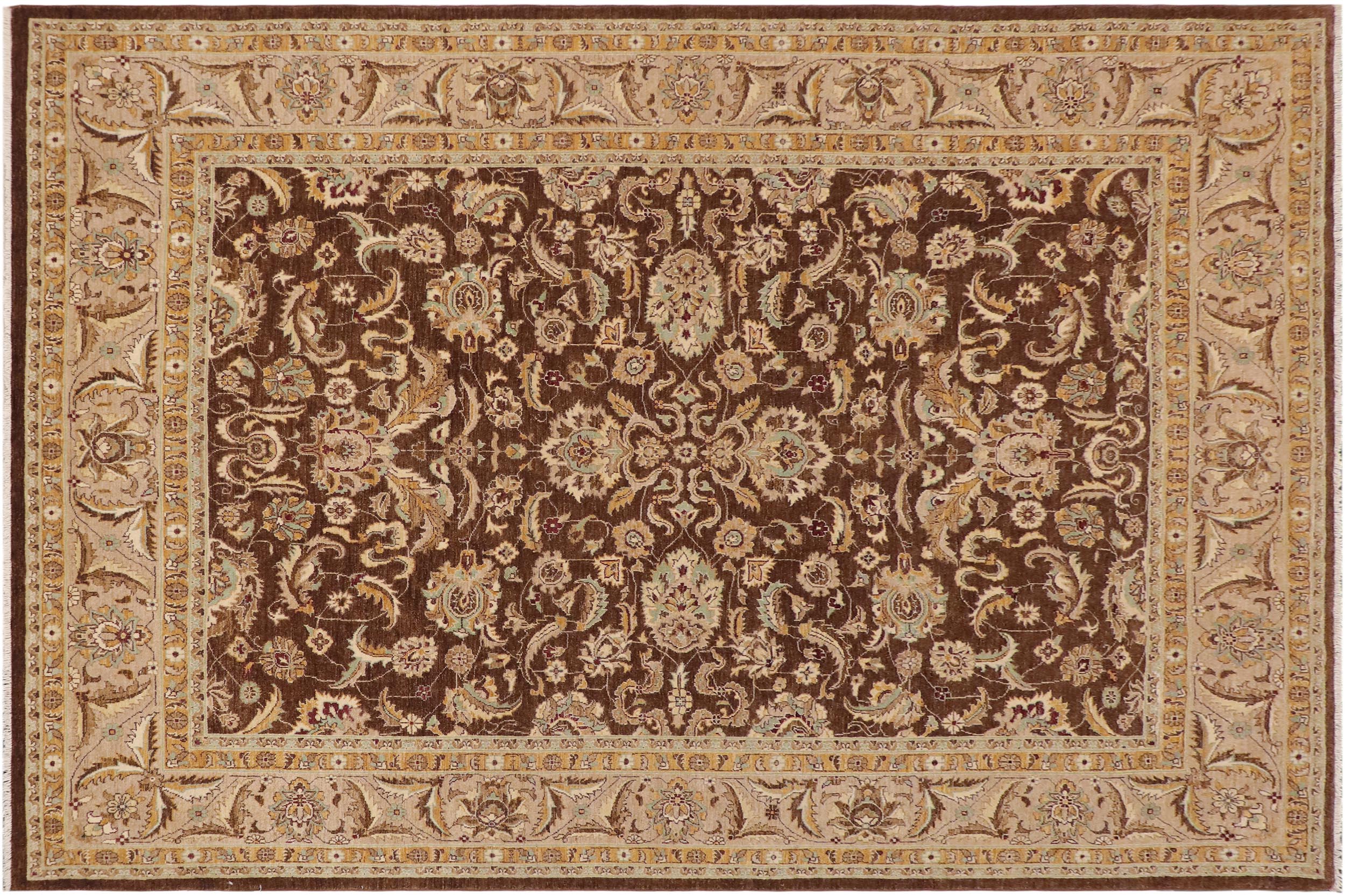 handmade Traditional Kafkaz Brown Tan Hand Knotted RECTANGLE 100% WOOL area rug 9x12