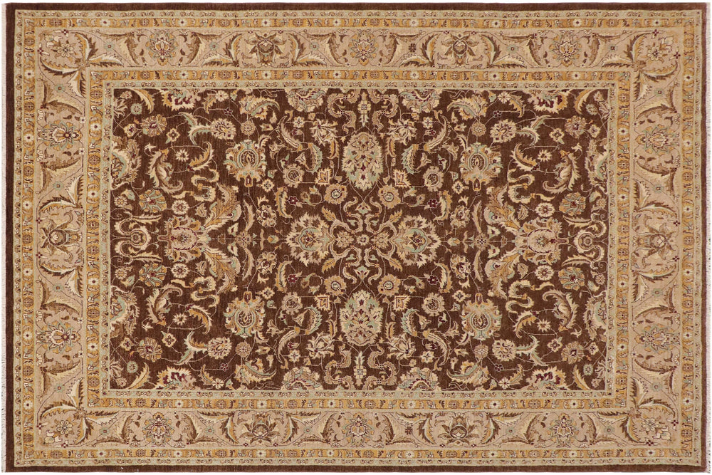 handmade Traditional Kafkaz Brown Tan Hand Knotted RECTANGLE 100% WOOL area rug 9x12