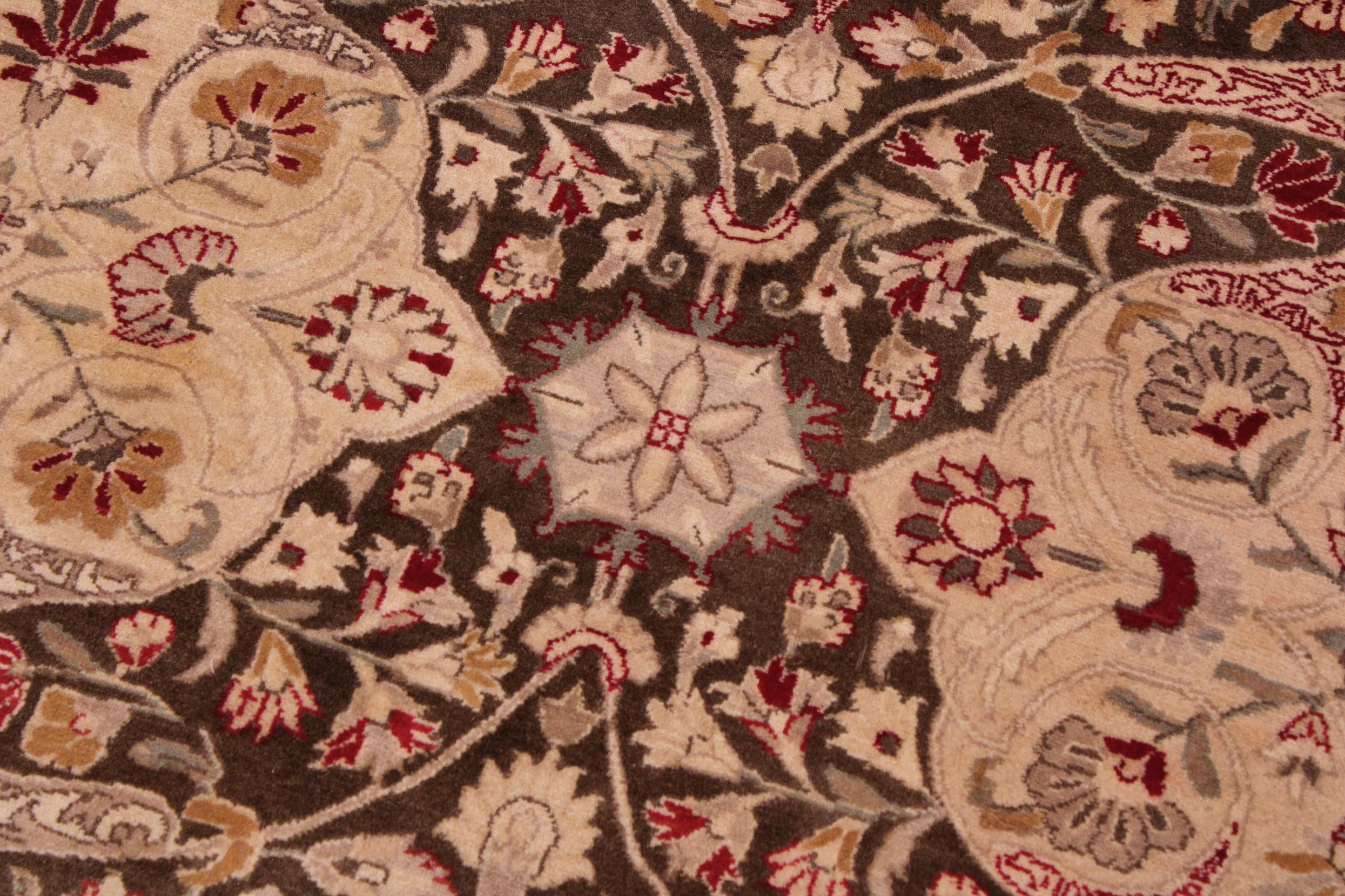 handmade Transitional Kirman Brown Brown Hand Knotted RECTANGLE 100% WOOL area rug 9x12