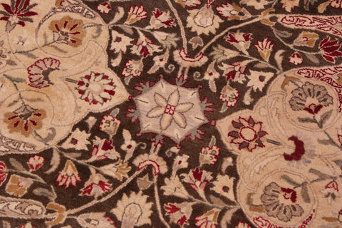 handmade Transitional Kirman Brown Brown Hand Knotted RECTANGLE 100% WOOL area rug 9x12