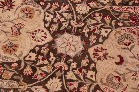 handmade Transitional Kirman Brown Brown Hand Knotted RECTANGLE 100% WOOL area rug 9 x 12