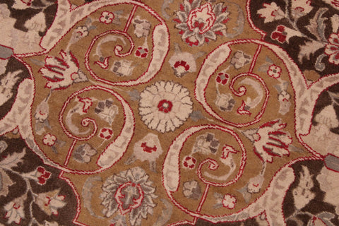 handmade Transitional Kirman Brown Brown Hand Knotted RECTANGLE 100% WOOL area rug 9x12