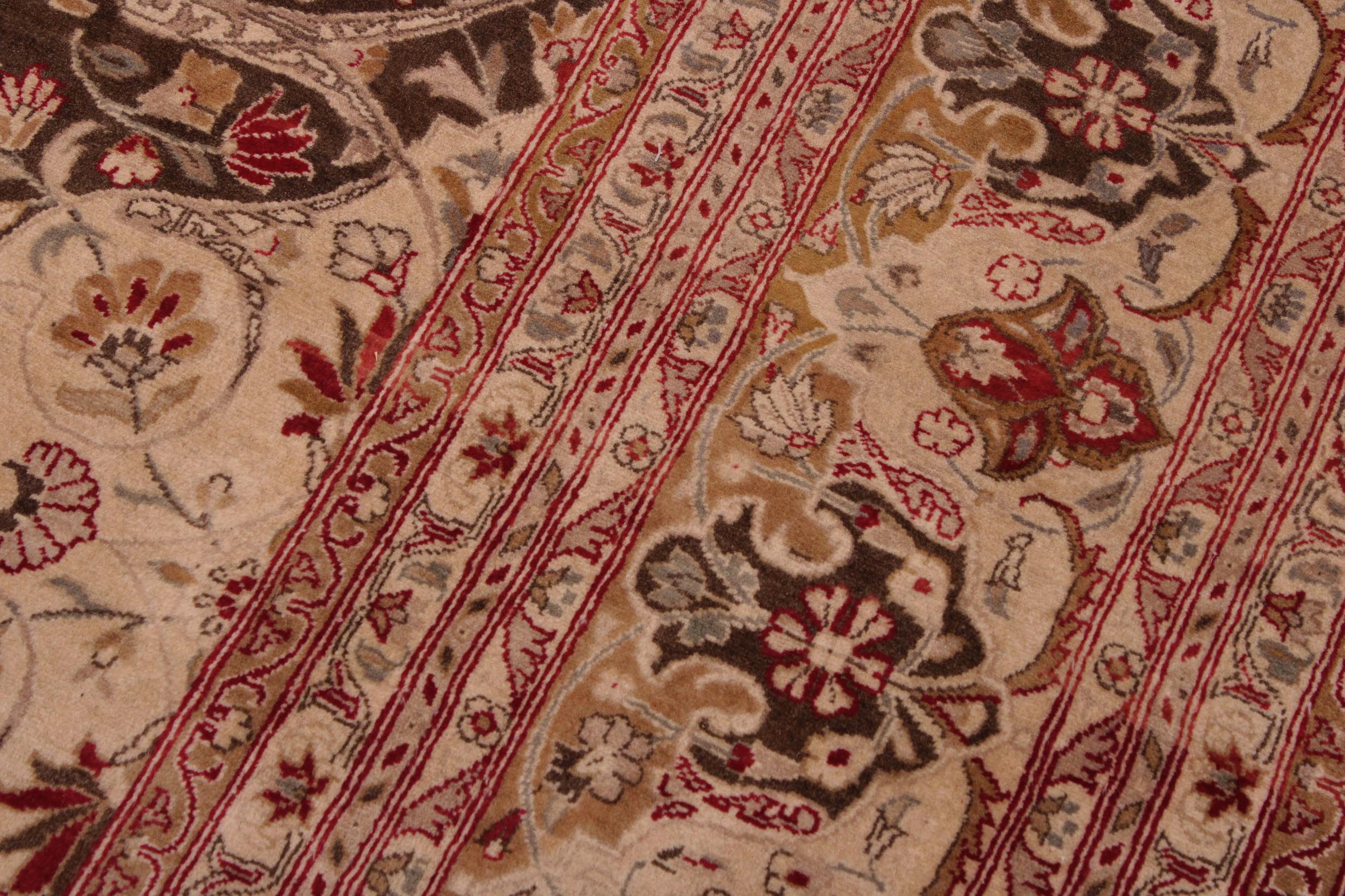 handmade Transitional Kirman Brown Brown Hand Knotted RECTANGLE 100% WOOL area rug 9x12