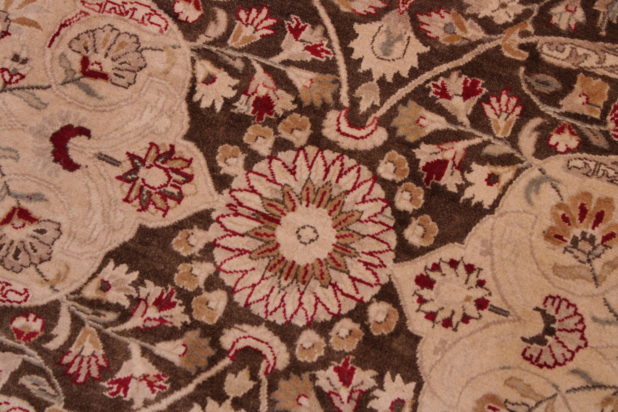 handmade Transitional Kirman Brown Brown Hand Knotted RECTANGLE 100% WOOL area rug 9 x 12