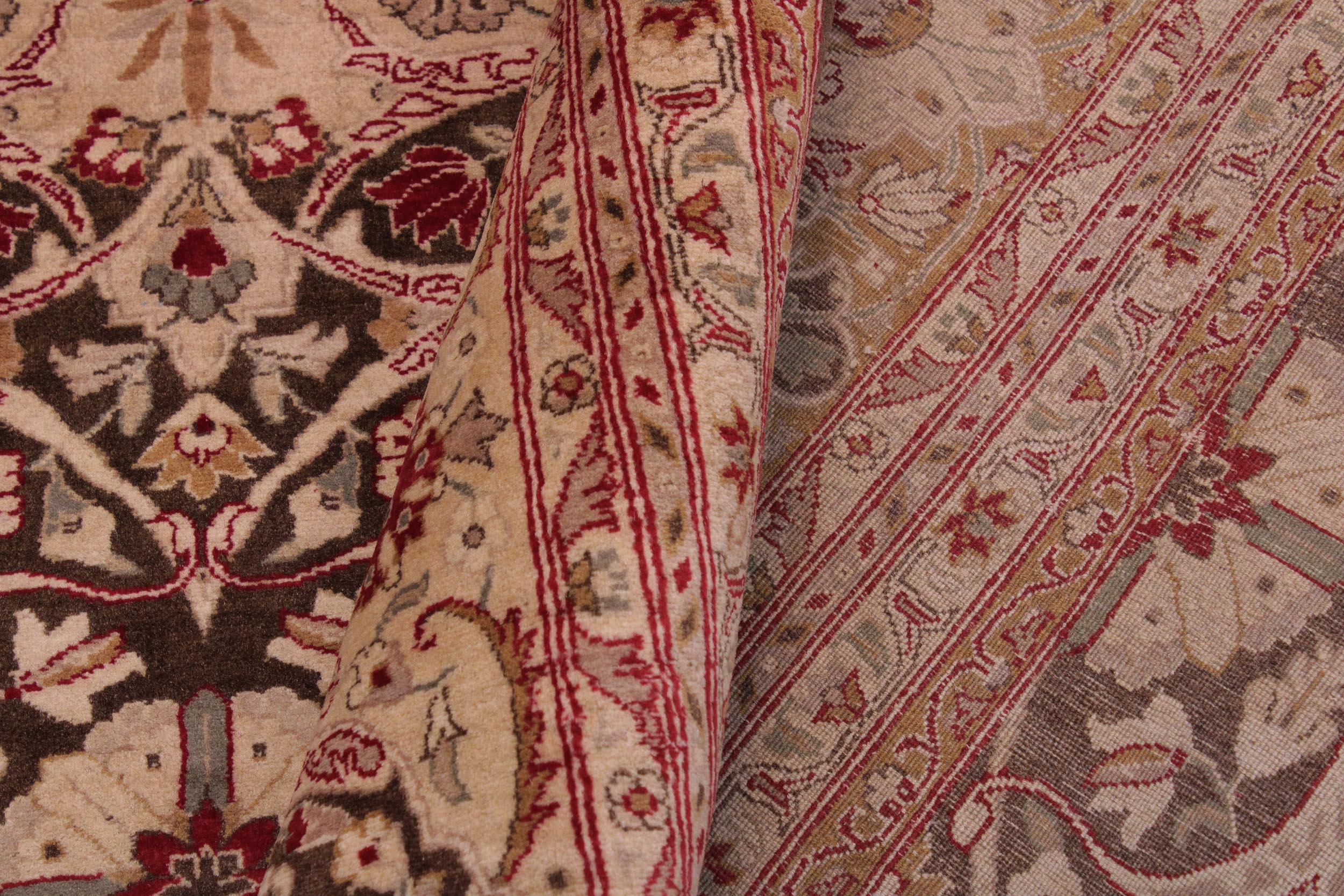 handmade Transitional Kirman Brown Brown Hand Knotted RECTANGLE 100% WOOL area rug 9 x 12