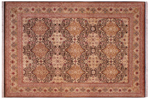 handmade Transitional Kirman Brown Brown Hand Knotted RECTANGLE 100% WOOL area rug 9 x 12