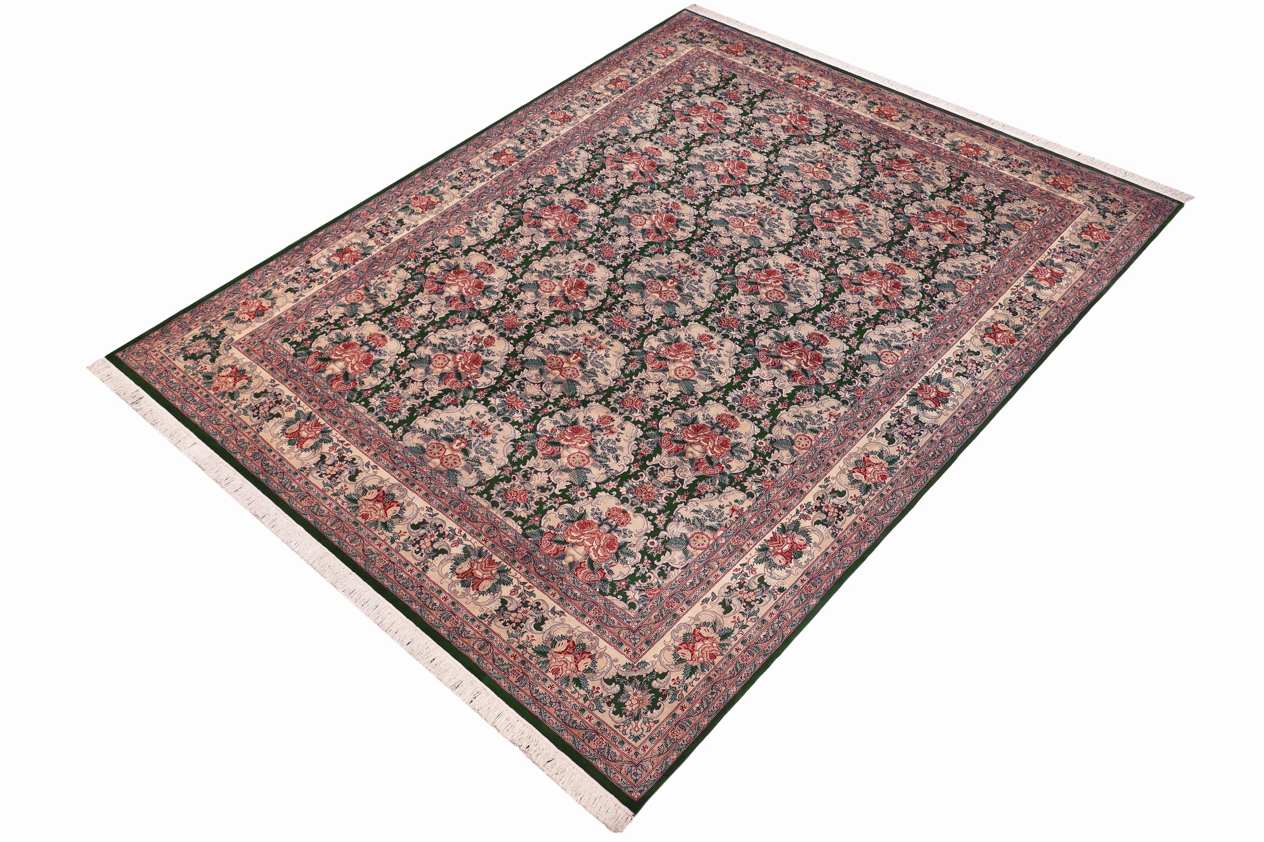 handmade Transitional Golden Green Beige Hand Knotted RECTANGLE 100% WOOL area rug 9x13