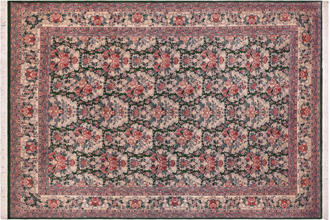 handmade Transitional Golden Green Beige Hand Knotted RECTANGLE 100% WOOL area rug 9x13