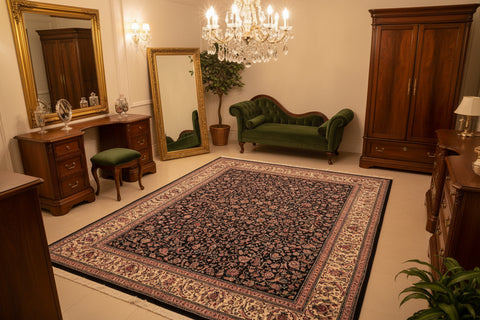 handmade Traditional Rehan Black Ivory Hand Knotted RECTANGLE 100% WOOL area rug 9x12