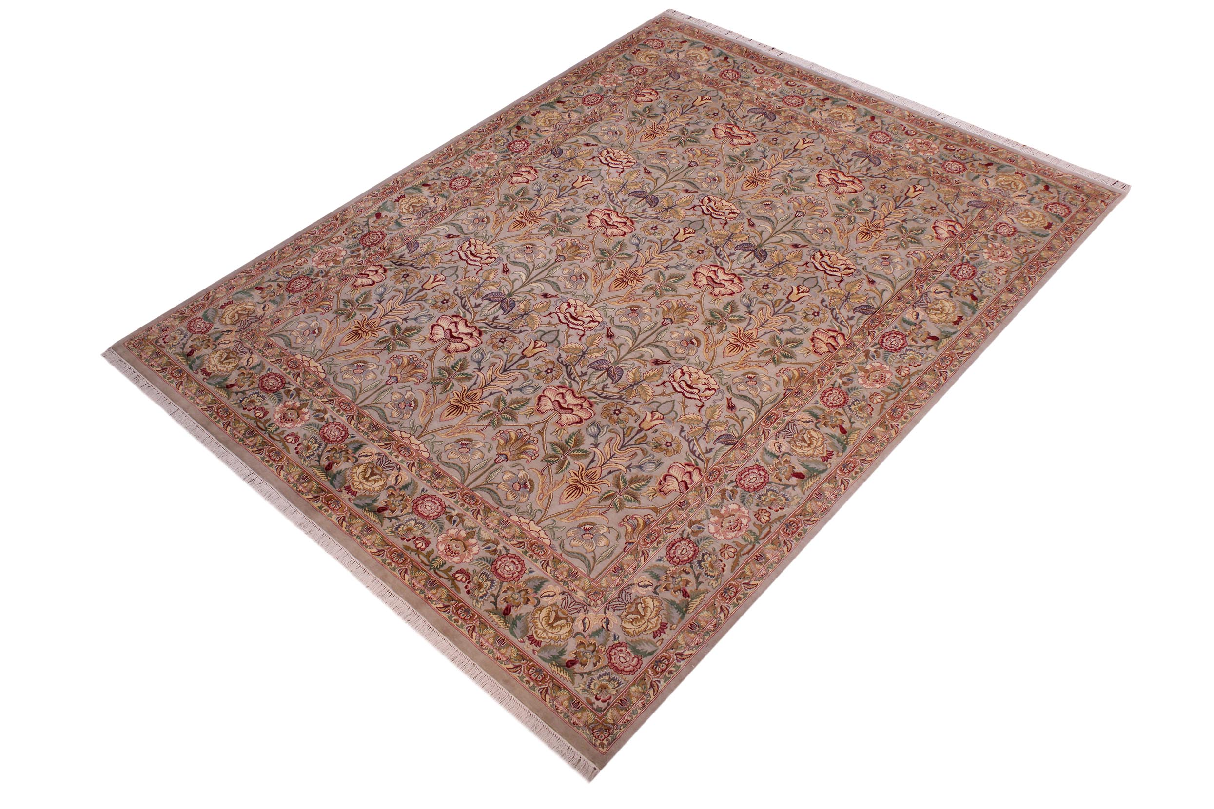 handmade Transitional Lily Gray Gray Hand Knotted RECTANGLE 100% WOOL area rug 9x12