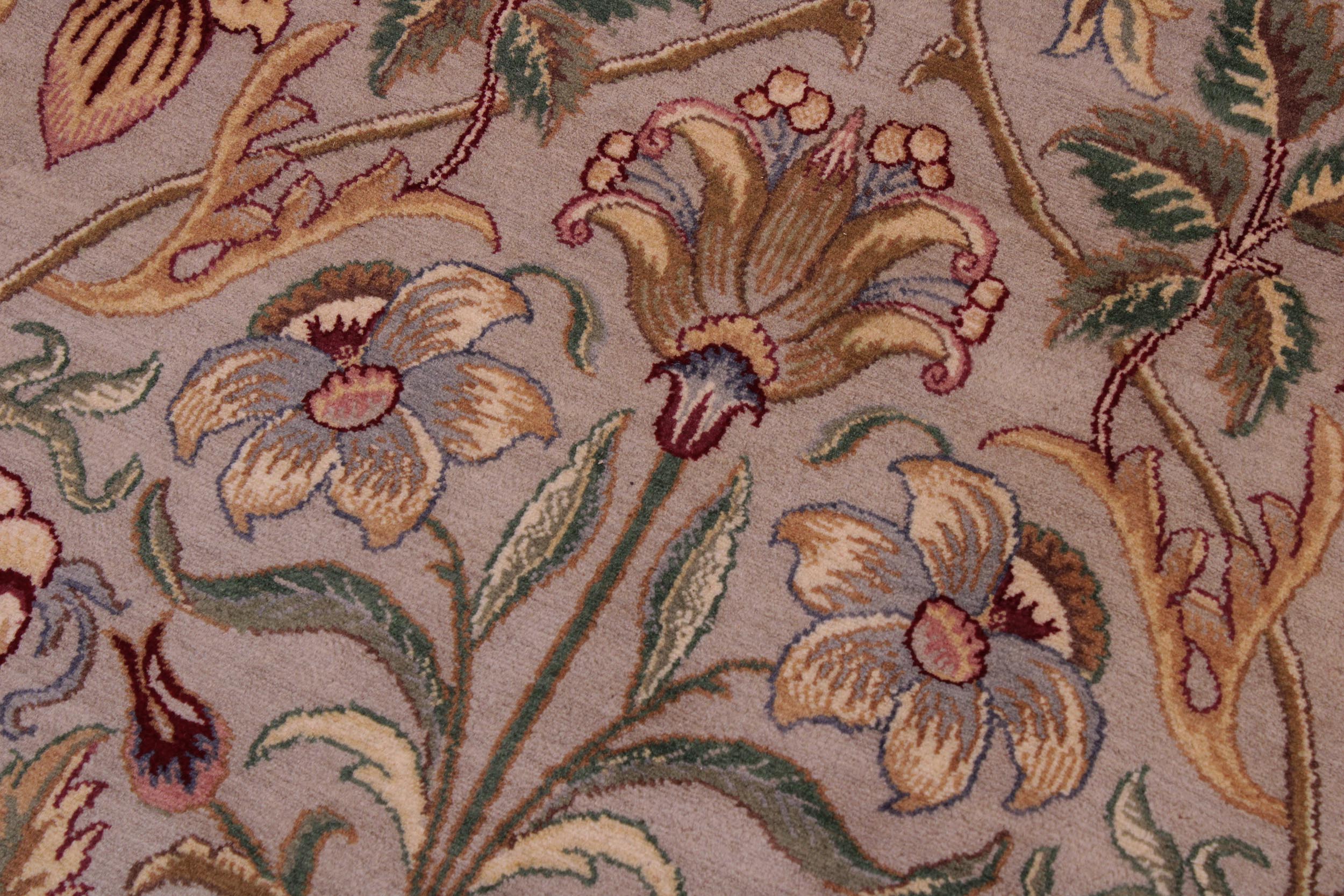 handmade Transitional Lily Gray Gray Hand Knotted RECTANGLE 100% WOOL area rug 9x12