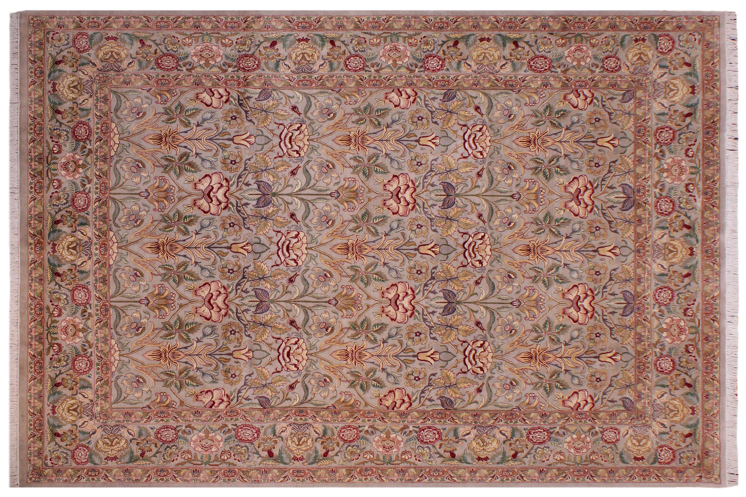 handmade Transitional Lily Gray Gray Hand Knotted RECTANGLE 100% WOOL area rug 9x12
