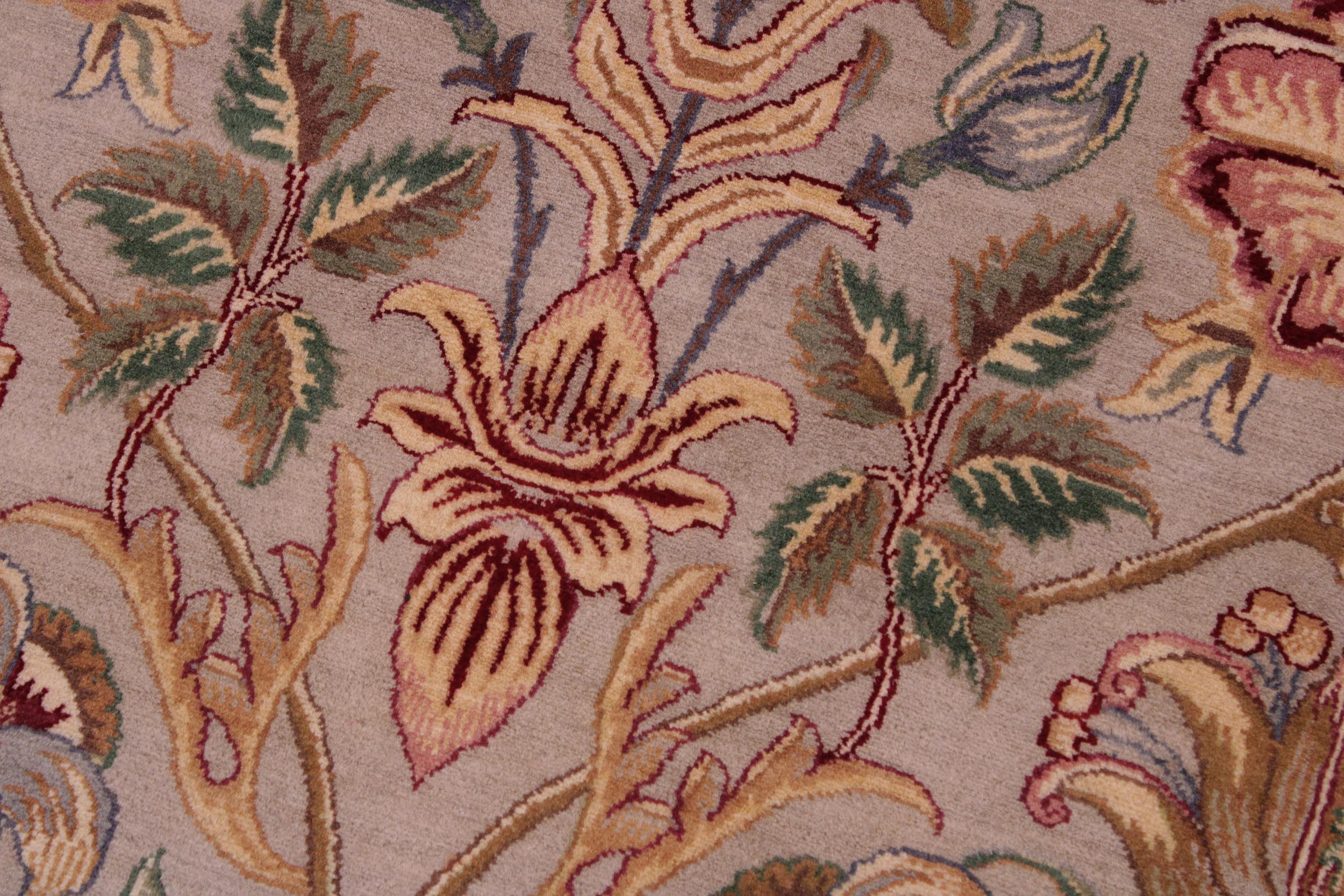 handmade Transitional Lily Gray Gray Hand Knotted RECTANGLE 100% WOOL area rug 9x12