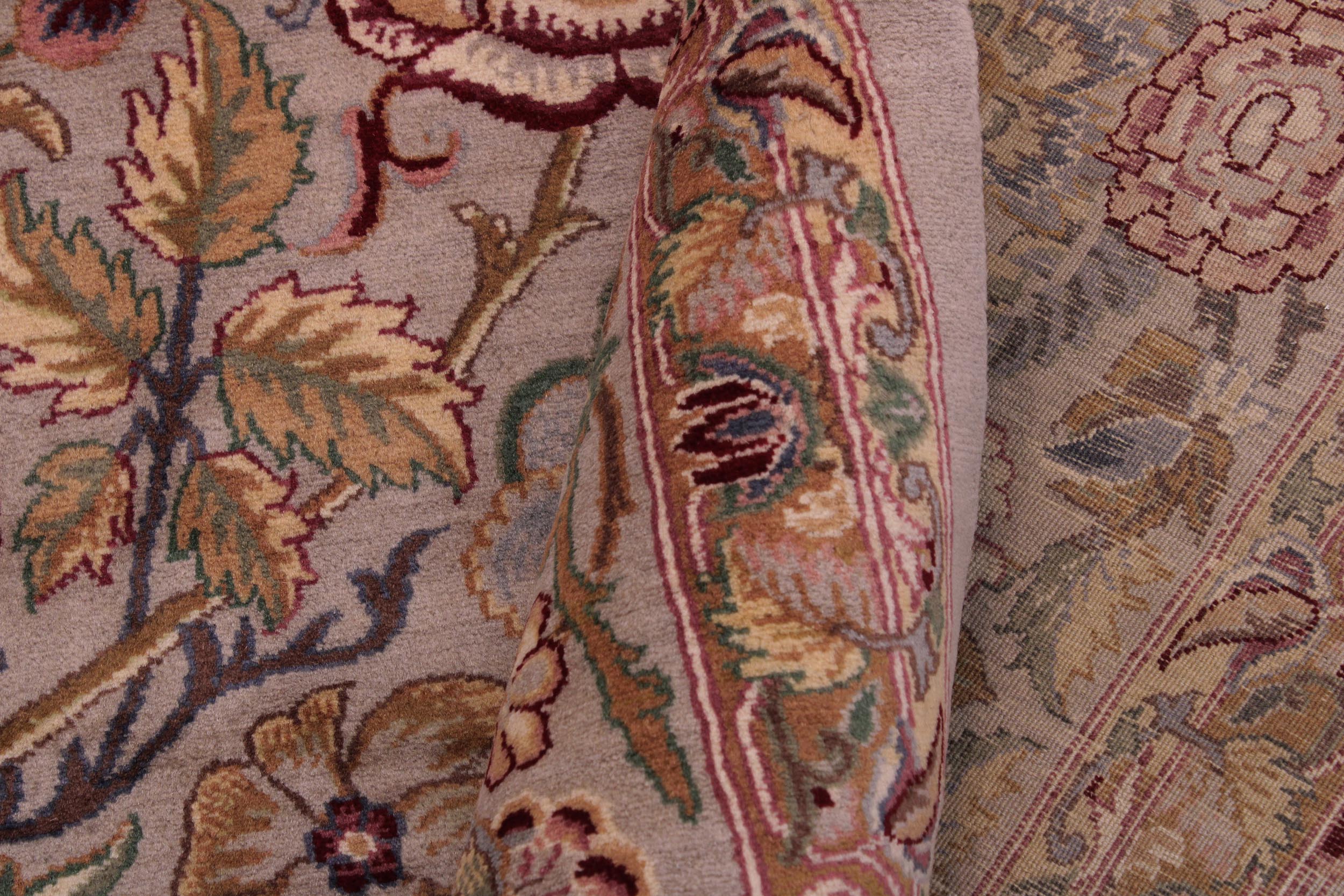 handmade Transitional Lily Gray Gray Hand Knotted RECTANGLE 100% WOOL area rug 9x12