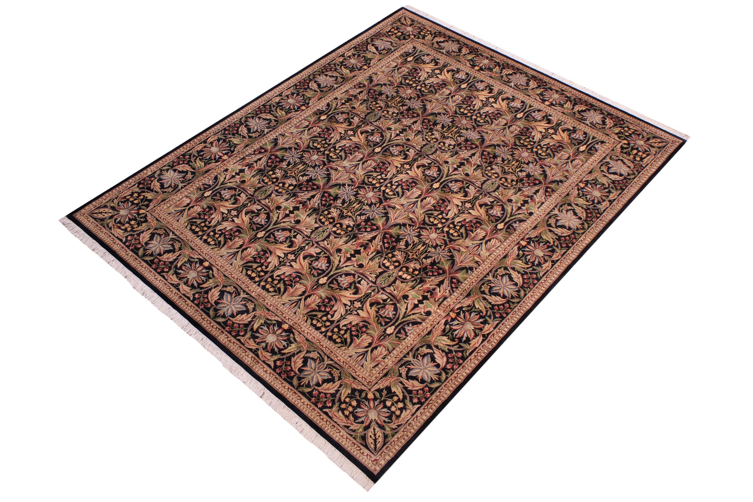 handmade Transitional Internation Black Black Hand Knotted RECTANGLE 100% WOOL area rug 9x12