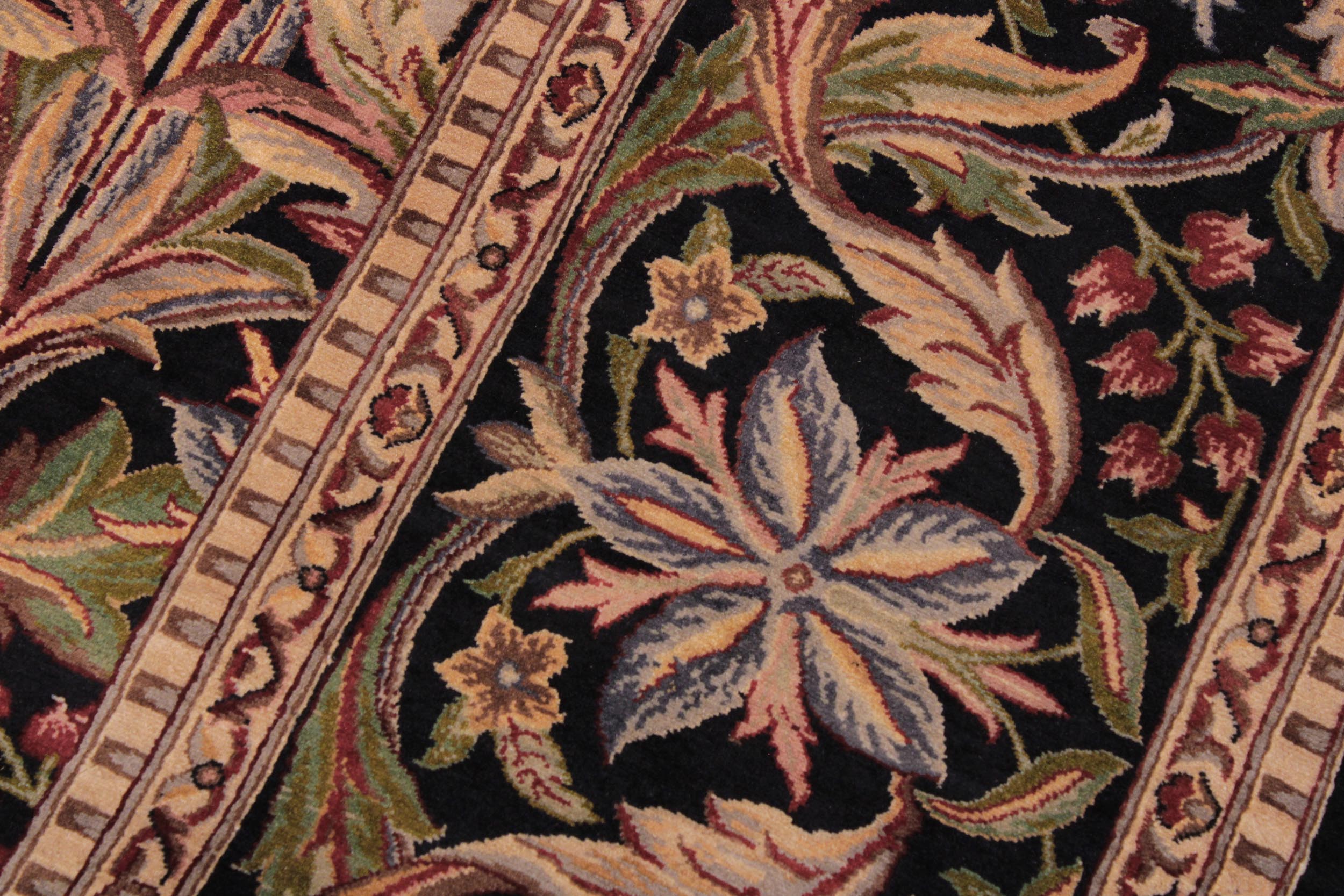 handmade Transitional Internation Black Black Hand Knotted RECTANGLE 100% WOOL area rug 9x12