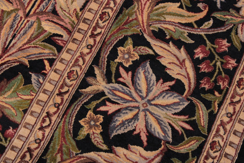 handmade Transitional Internation Black Black Hand Knotted RECTANGLE 100% WOOL area rug 9x12