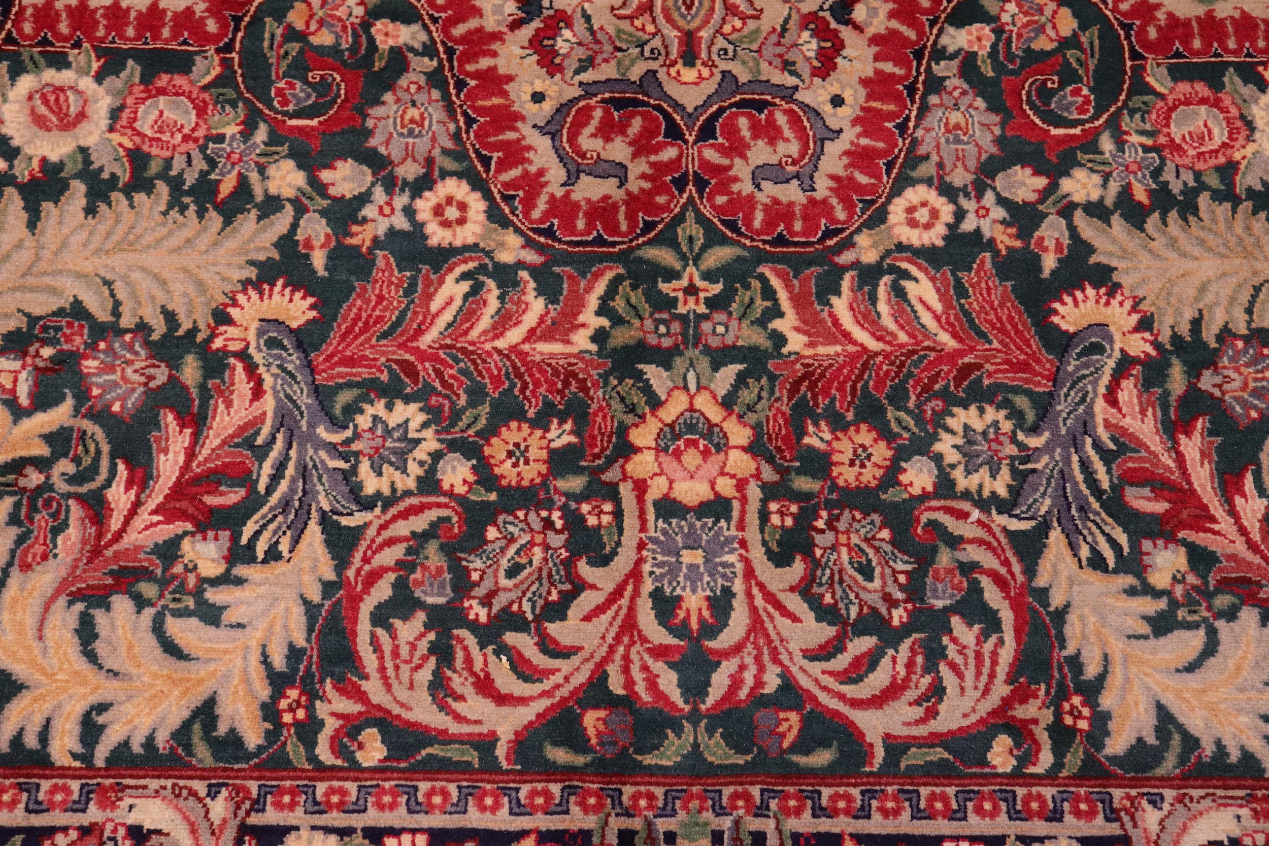 handmade Traditional Afridi Green Lt. Green Hand Knotted RECTANGLE 100% WOOL area rug 9x12