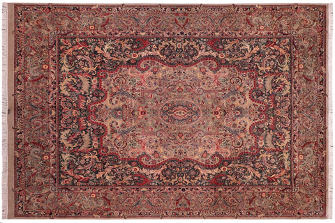 handmade Traditional Afridi Green Lt. Green Hand Knotted RECTANGLE 100% WOOL area rug 9x12